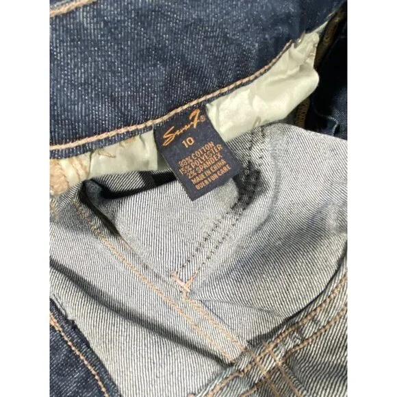 Seven7 Jeans Womens Size 10 Mid Rise Flare Dark Wash Blue Denim Hippie Festival - Picture 11 of 13